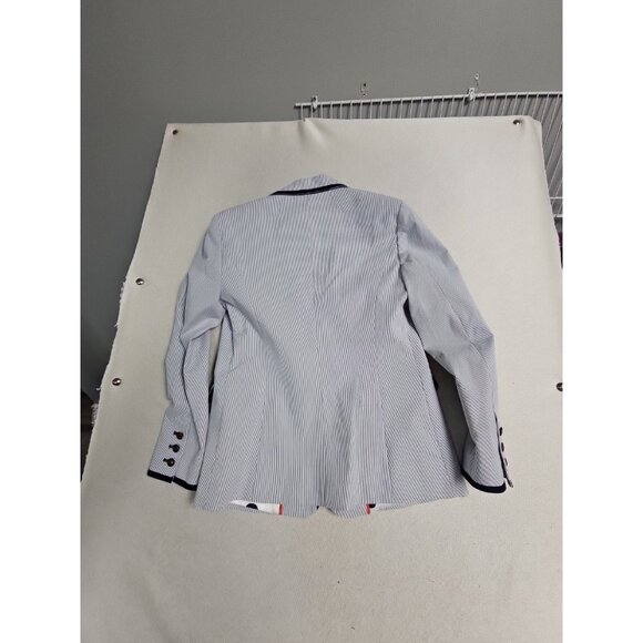 Boden Blue & White Striped Cotton Button Formal Trim Blazer Jacket Women Us 6P - Picture 7 of 7